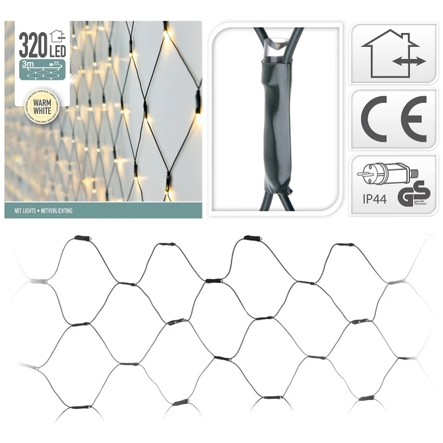 Mondex Sädelev garland 320LED h1,5x3m Soe valge