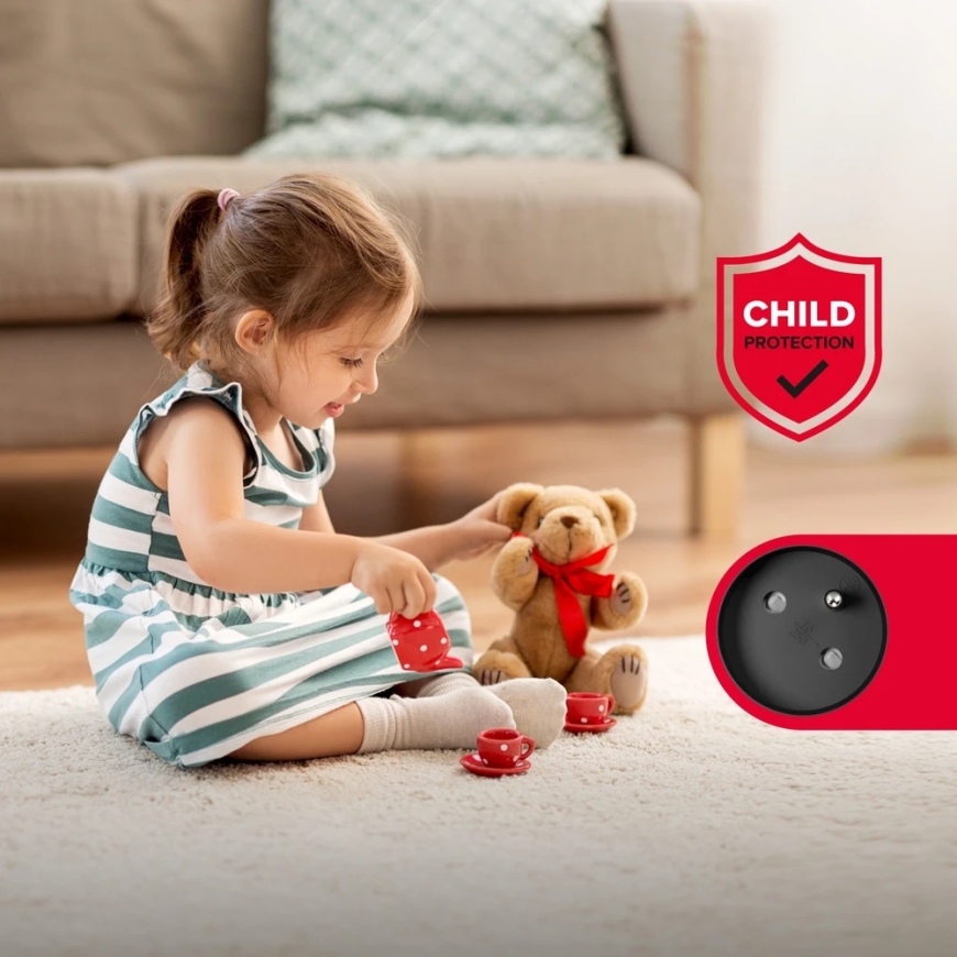 Удлинитель, 4 розетки, 3 м, французского типа, с выключателем (3x1,5 мм), Rebel черный – 4