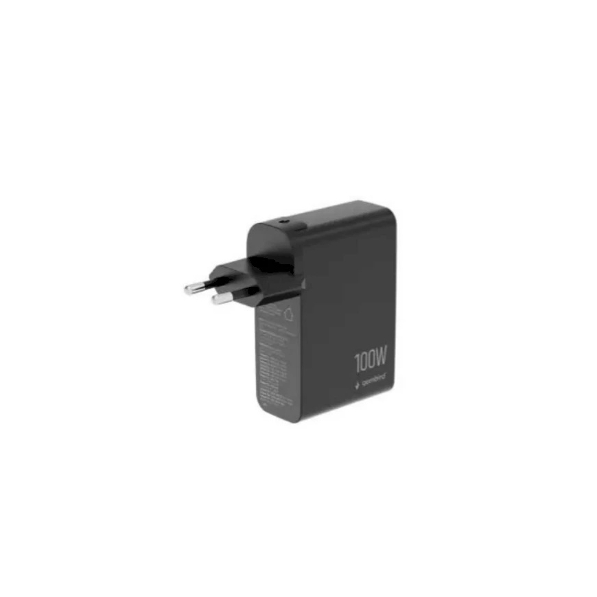 GEMBIRD 4-port 100 W GaN USB fast charger LCD juodas