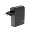 GEMBIRD 4-port 100 W GaN USB fast charger black with LCD GEMBIRD 4-port 100 W GaN USB fast charger black with LCD