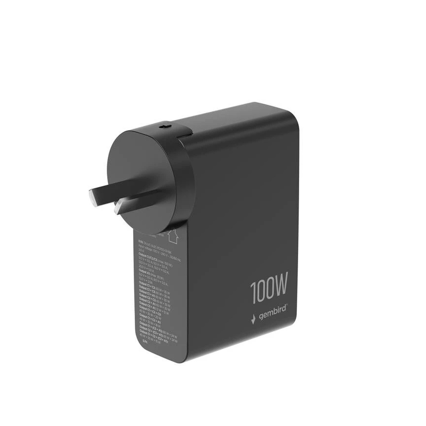 GEMBIRD 4-port 100 W GaN USB fast charger black with LCD – 3