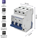 QOLTEC 52595 Ülevoolu kaitselüliti C63 / Fuse / AC / 63A / 3P QOLTEC 52595 Ülevoolu kaitselüliti C63 / Fuse / AC / 63A / 3P