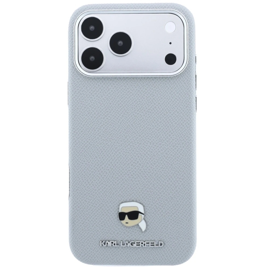 Karl Lagerfeld Grained Karl Head Metal MagSafe -kotelo iPhone 18 Pro Max / 17 Pro Max -harmaa – 4