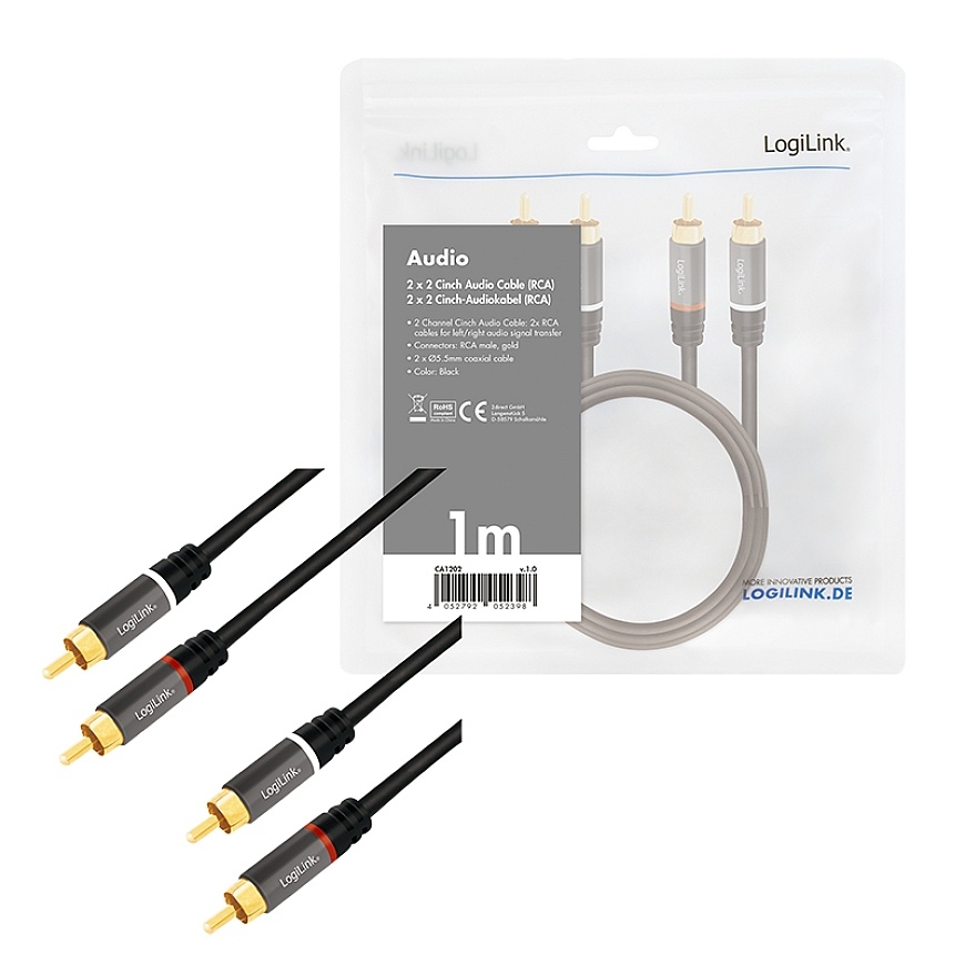 LogiLink CA1202 audio cable 1 m 2 x RCA Black – 5