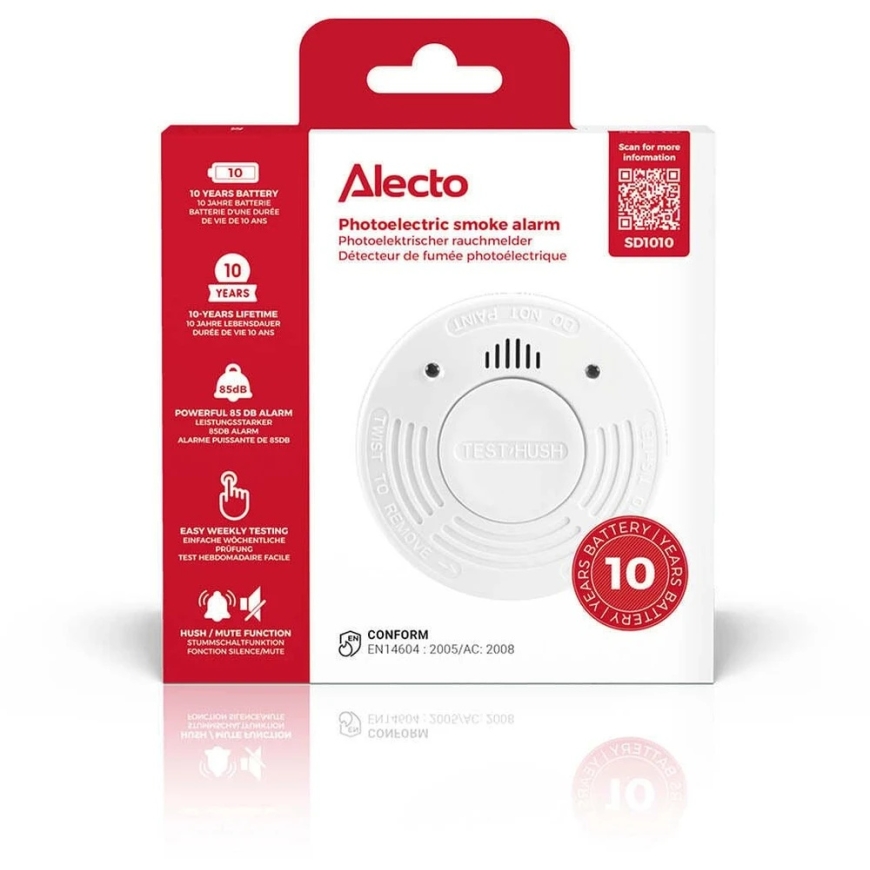 Alecto Датчик дыма SD1010 2x с 10-летним сроком службы батареи – 2