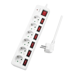 LogiLink LPS250 jatkojohto 1,5 m 6 AC-pistorasia(a) Sisätila Valkoinen