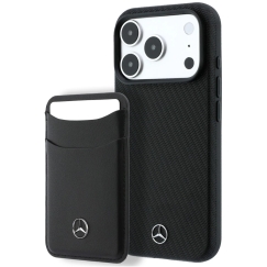 Набор из чехла для кошелька + портфолио Mercedes Grill Pattern Leather MagSafe для iPhone 18 Pro Max / 17 Pro Max черный