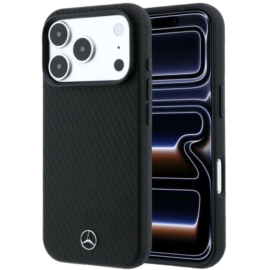 Case Set for Wallet + Portfolio Mercedes Grill Pattern Leather MagSafe for iPhone 18 Pro Max / 17 Pro Max black – 2