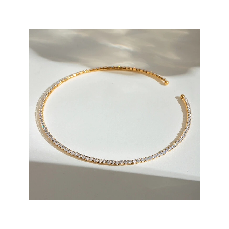 Gold Plated Necklace with Clear Zirconias – 3