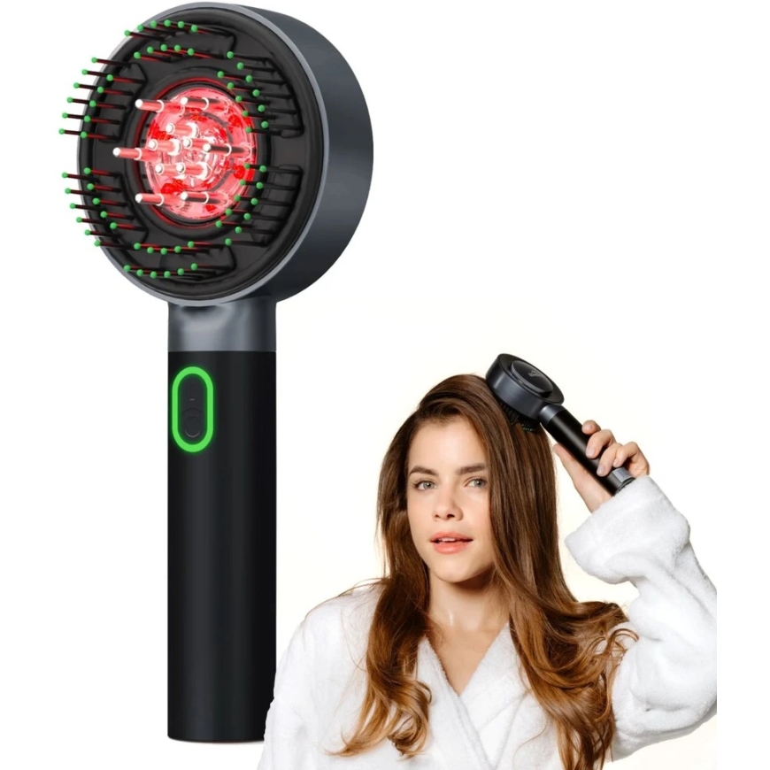 Scalp Massager - RENPHO WMC01 LED with EMS, kneading, 6 levels, serum dispenser, black