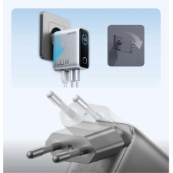 Anker-laturi 100W, 2xUSB-C, 1xUSB hopea