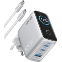 Anker lādētājs 100W, 2xUSB-C, 1xUSB sudraba