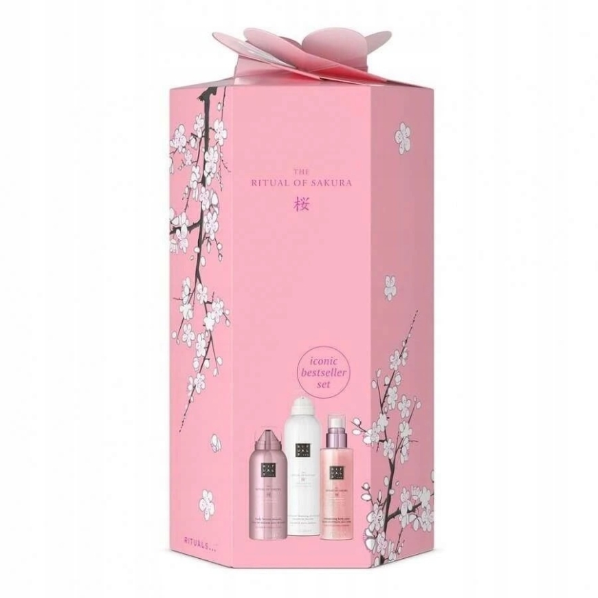 Rituals komplekts: The Ritual Of Sakura, Dušas putojums, 200 ml + The Ritual Of Sakura, Mirdzošs ķermeņa aerosols, 150 ml + The – 3
