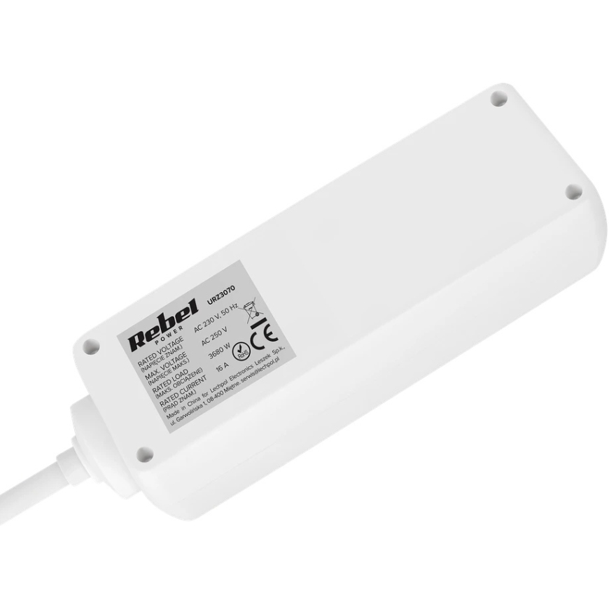 Prailgintuvas 3 sockets 5m German type without switch (3x1.5mm) Rebel, white – 4