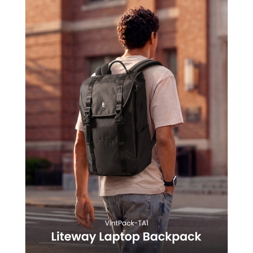 tomtoc VintPack TA1 Liteway datortehnika mugursoma, 22 l, melna – 2
