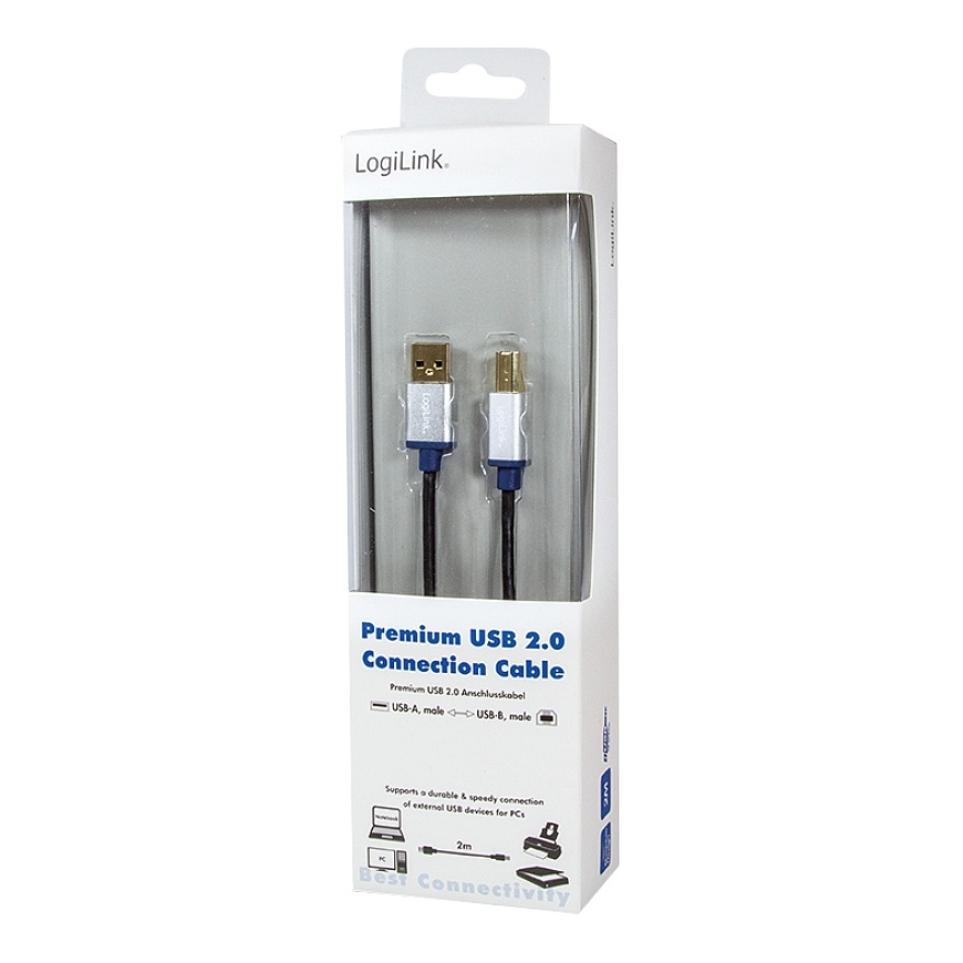 LogiLink 2m, USB2.0-A/USB2.0-B USB kabelis USB A USB B 0,48 Gbit/s Juoda – 3