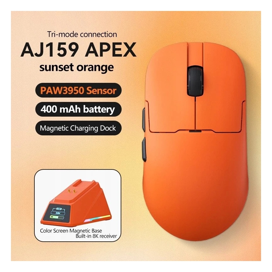 Wireless Mouse Ajazz AJ159 APEX 3950-8K with Docking Station Orange