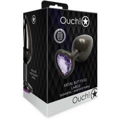 Ouch By Shots Ouch! Mustame analoogne pistik metallist, sädelev teemantiga, 9 cm