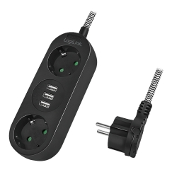 LogiLink LPS262U jatkojohto 1,5 m 2 AC-pistorasia(a) Sisätila Musta