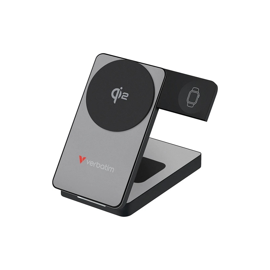 "Verbatim Charge 'n' Go Qi2 3-in-1" magneettinen langaton ulkoakku, 10000 mAh, USB-C, Harmaa