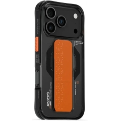 Skinarma Haxa case for iPhone 17 Pro with magnetic charging and stand holder, graphite color
