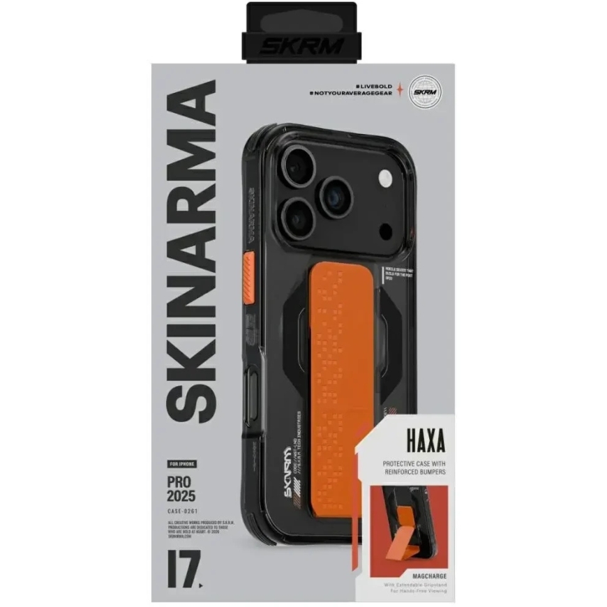 Skinarma Haxa case for iPhone 17 Pro with magnetic charging and stand holder, graphite color – 2