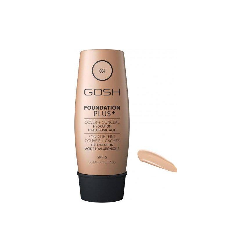 Gosh Foundation Plus+ Liquid Foundation & Maskuoklis 2-In-1 004 Natural SPF 15, 30 ml
