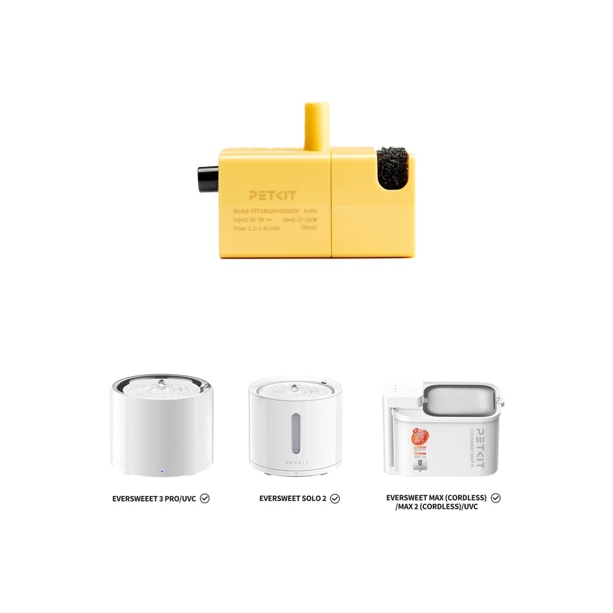 PETKIT langaton vesipumppu FFT1-2 (UVC), keltainen
