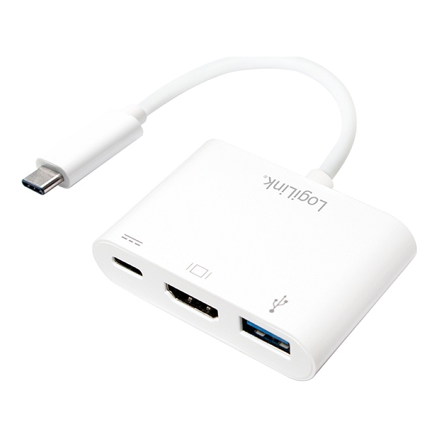 LogiLink 0.14m, 2xUSB-C/HDMI+USB A Balta