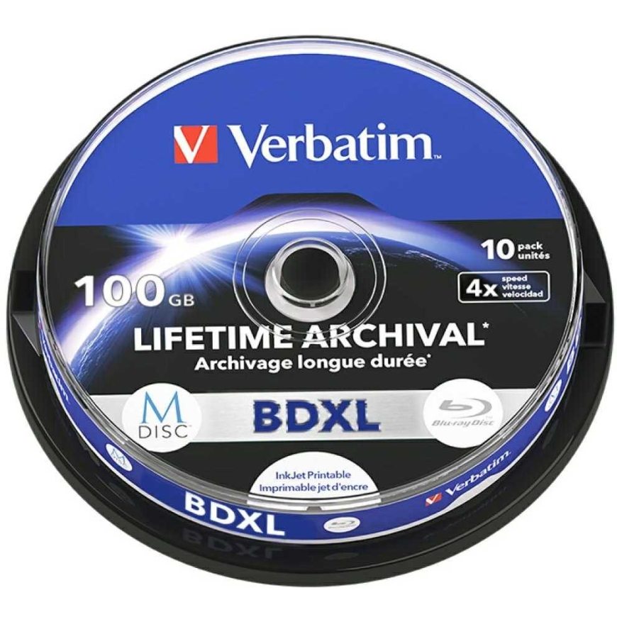 Verbatim M-Disc BD-XL Disk 100GB 4X Printable Inkjet 10 Pack 43850