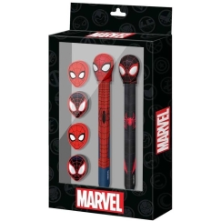 Karactermania Marvel Spiderman Pen + Pencil + 4 Erasers Pack