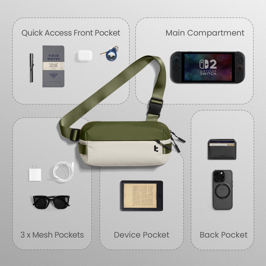 tomtoc Explorer-T21 Sling Bag small shoulder bag, green – 4