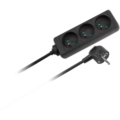 Pagarinātājs 3 kontaktligzdām 5m franču veida bez slēdža (3x1.5mm) Rebel melns