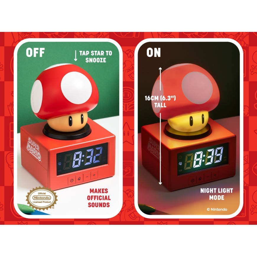 Paladone Super Mario Super Mushroom -ikoniherätyskello – 4