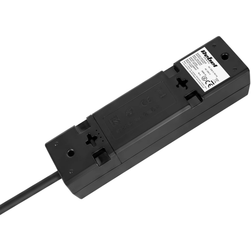 Prailgintuvas 3 sockets 5m French type without switch (3x1.5mm) Rebel black – 5