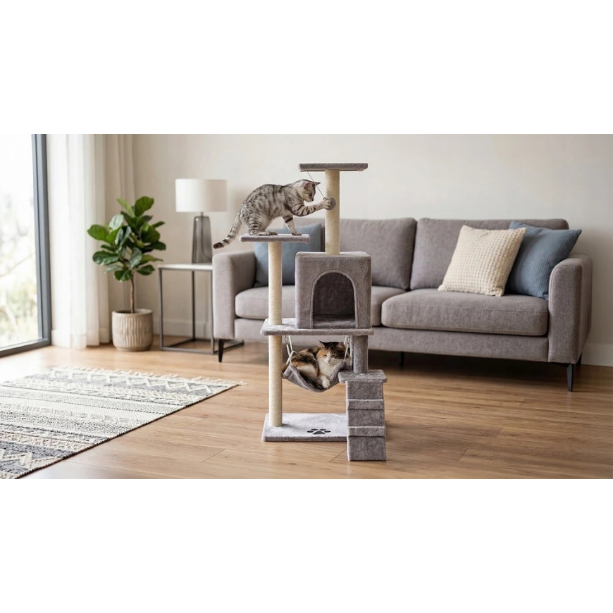 Kasside kraapimispuu 50x40x125 cm, hall, REBEL ANIMALS – 2