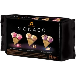 Съедобное мороженое MONACO в вафельном рожке с тремя вкусами, 6 порций, 360 г, 624 мл