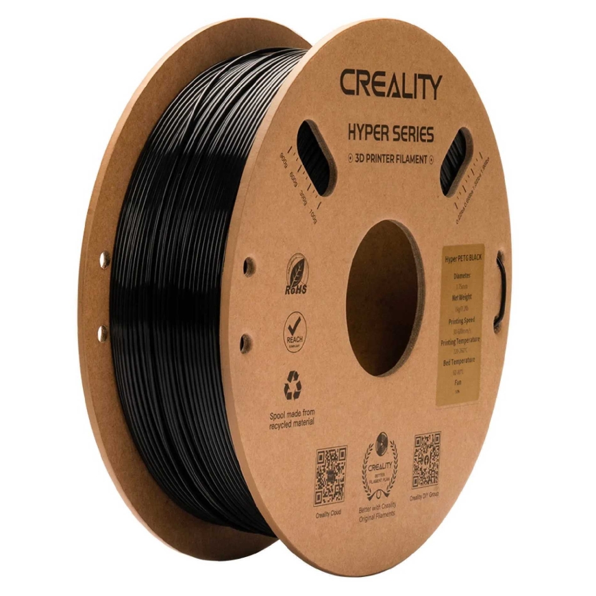 Creality Filament Hyper PETG, 1 kg, 1,75 mm, musta (3301030043)