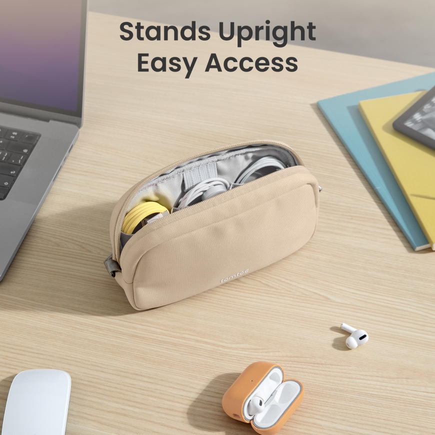 tomtoc Light-T12 Essential Tech Organizer reikalingų daiktų krepšys, kreminės spalvos – 4
