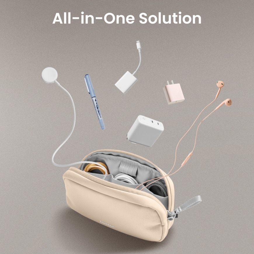 tomtoc Light-T12 Essential Tech Organizer tarvikekott, beež – 5
