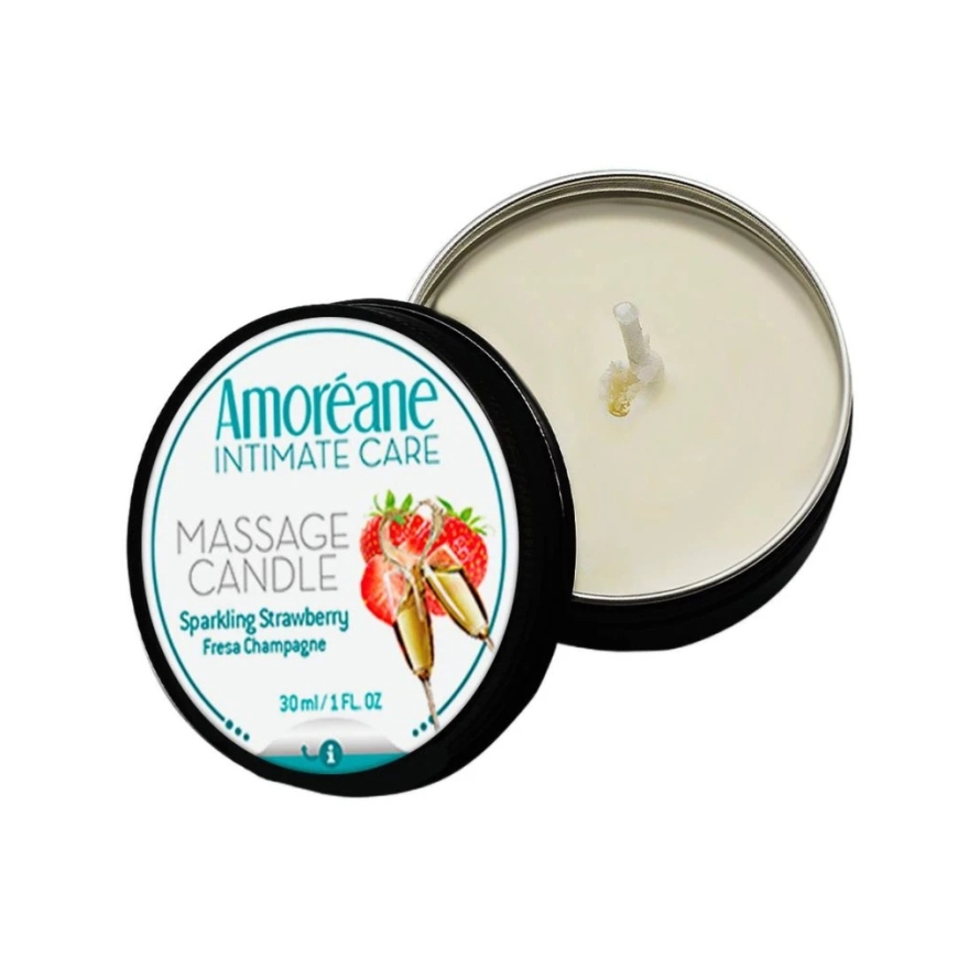 Amoréane braškių erotinio kūno masažo žvakė 30ml – 3