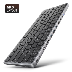 Axagon HMC-KB-NRD knyginių kompiuterių dokas / jungčių replikatorius Vielinis USB 3.2 Gen 1 (3.1 Gen 1) Type-C Pilka