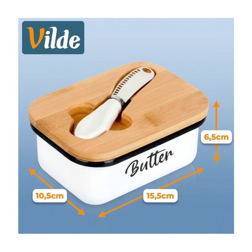 Butter Dish with Bamboo Lid and a Small Knife, 16 x 10.5 x 6.5 c – 4