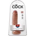 Pipedream King Cock 7" penis with balls, brown