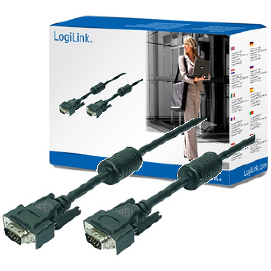 LogiLink VGA, M/M, 10m VGA kabelis VGA (D-Sub) Juoda