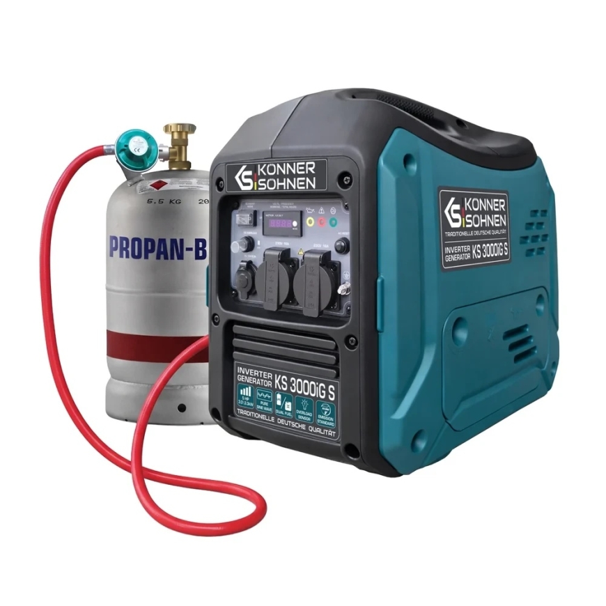 Инверторный генератор Könner & Söhnen KS 3000iG S, 3,3 кВт, бензин / LPG, 230 В, 5 л