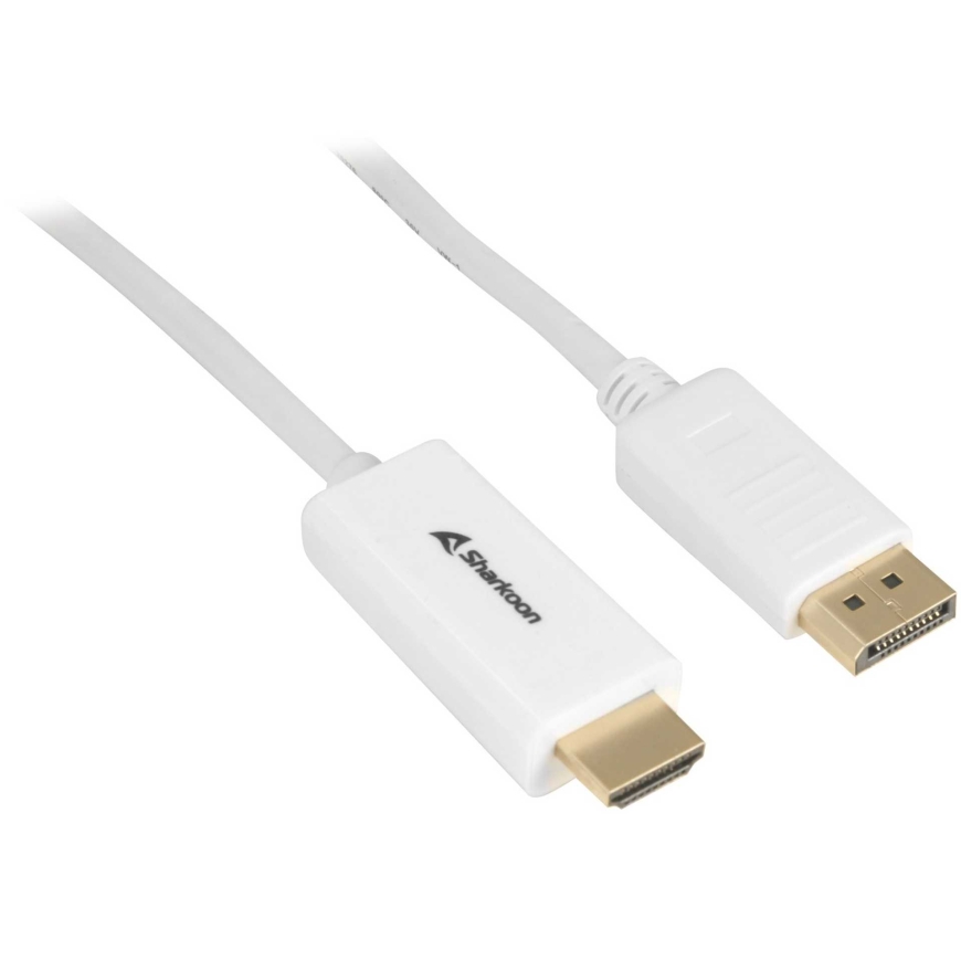 Sharkoon Displayport 1.2 uz HDMI 4K 2 m Balts