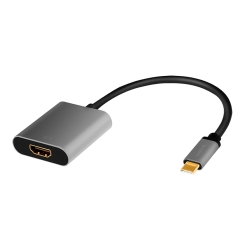 LogiLink CUA0103 kabelių lizdinio / kištukinio jungčių tipo keitiklis USB 3.2 Gen1 Type-C HDMI-A Juoda, Pilka