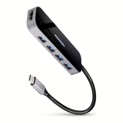 Axagon HMC-6H4A kannettavien tietokoneiden telakka ja porttitoistin Langallinen USB 3.2 Gen 1 (3.1 Gen 1) Type-C Musta, Harmaa