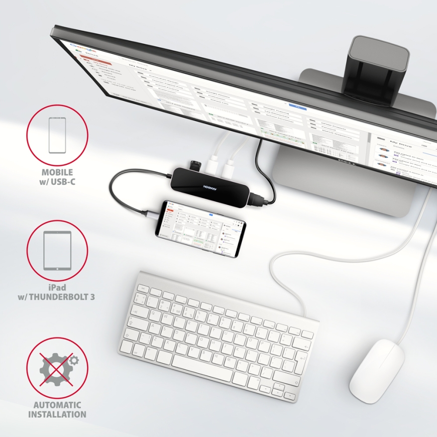 Axagon HMC-6H4A dokstacija Vadu USB 3.2 Gen 1 (3.1 Gen 1) Type-C Melns, Pelēks – 5
